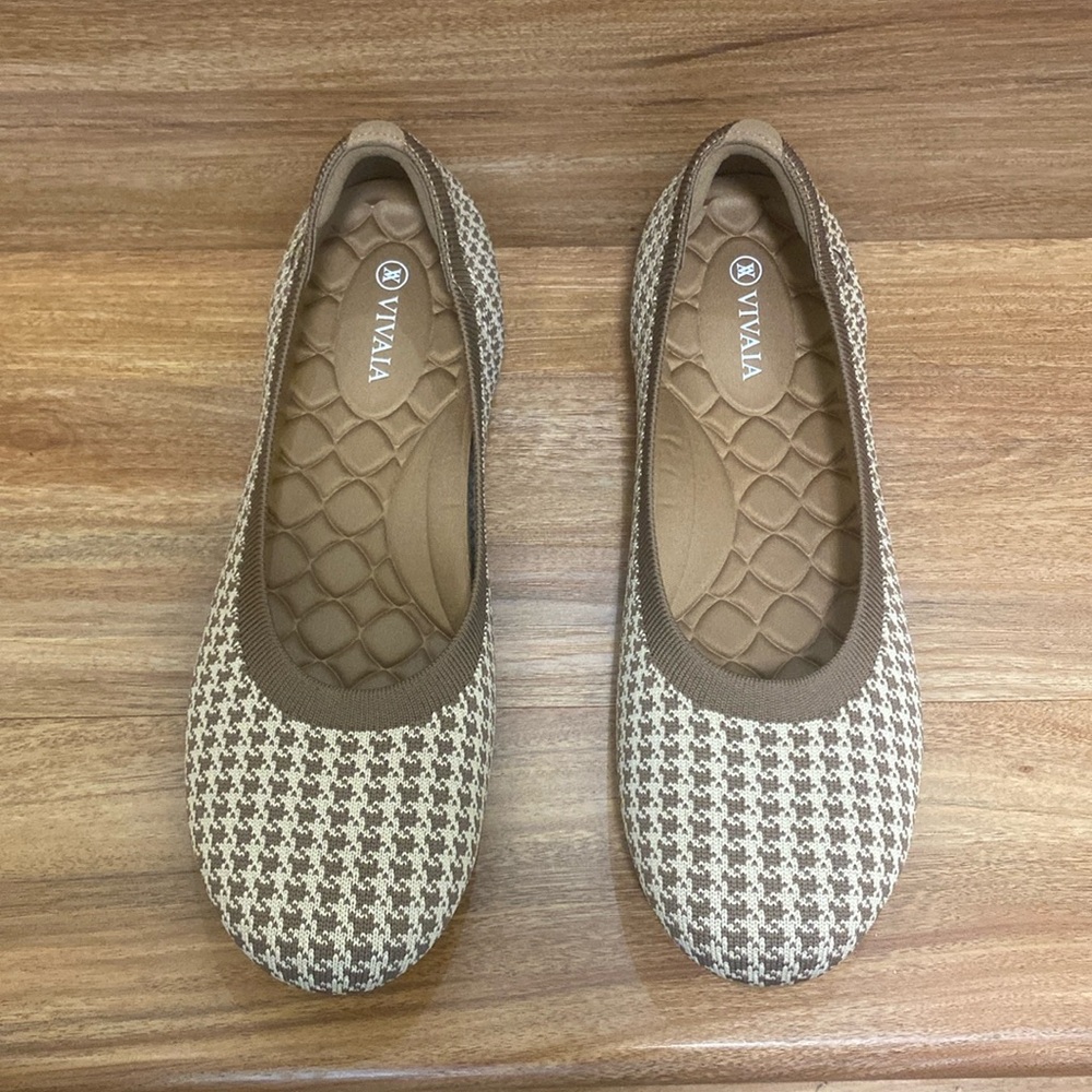NWT VIVAIA Claire Round Toe Flats in Espresso Houndstooth Size EU 42 - Picture 4 of 13